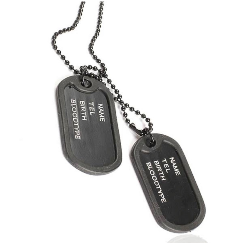 Military Theme Pendant Necklace/Dog Tag For Men - Black